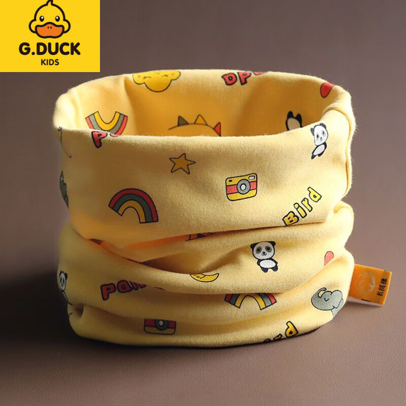 G.duck小黄鸭宝宝围脖纯棉儿童围巾秋冬婴儿脖套男女小孩韩版套头防风保 卡皮巴拉-白色 0-10岁