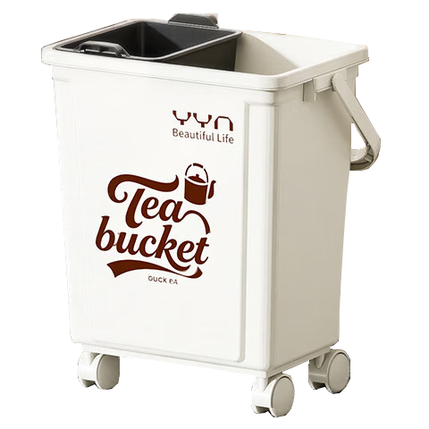 樸廚（PUCHU）茶水桶茶渣桶茶桶茶臺(tái)廢水桶干濕分離茶葉過濾垃圾桶功夫茶具配件 茶水桶白色20L【瀝水籃+提手+萬向輪,送抽水工具包】