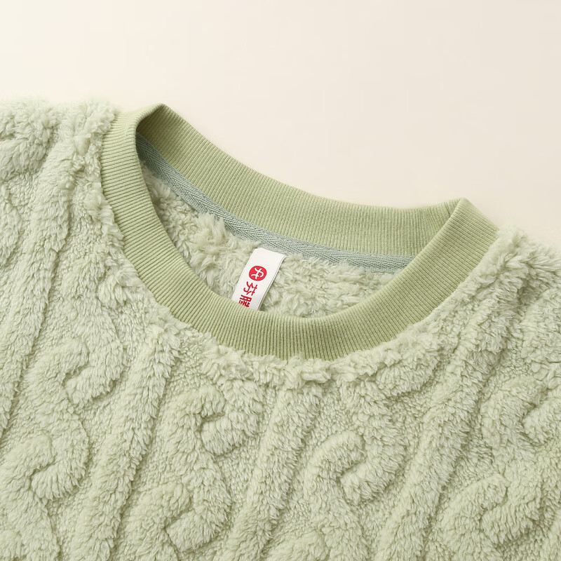 芬腾珊瑚绒睡衣女秋冬加厚保暖加绒休闲大码宽松可爱套头家居服套装 草绿 L 建议110-125斤