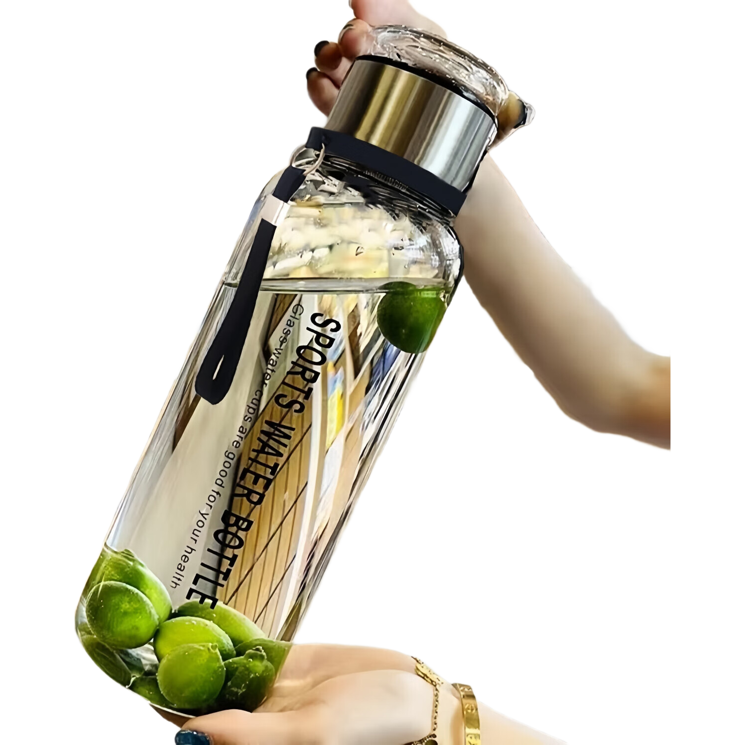 户外旅行大容量加厚玻璃杯子便携吨吨杯茶水分离带杯套泡茶水杯 1000ml吨吨桶*1个【送杯套】