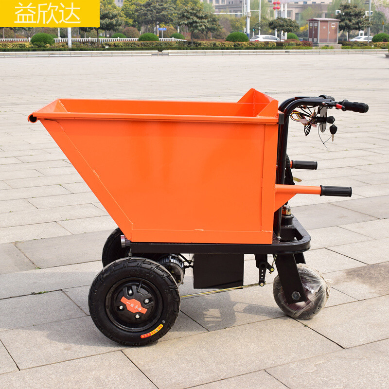 建筑工地用电动灰斗车搬砖运料拉沙浆手推车上料翻斗小推车载 电动手