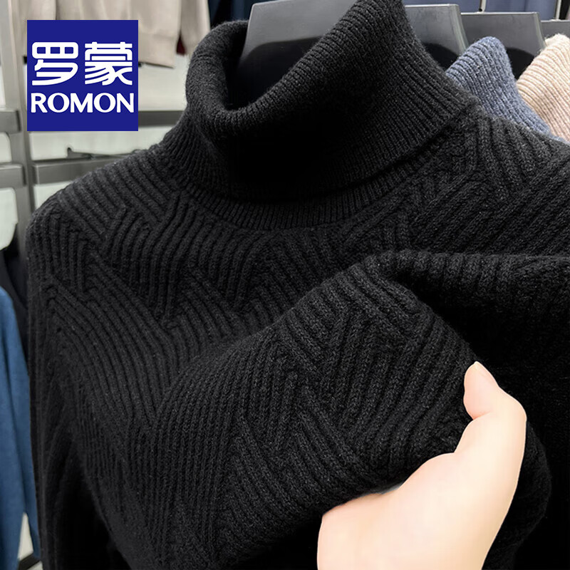 ���ڲ��������ɣ�ROMON������ë����100%����ë���ﶬ���¿ɫ�Ӻ�ů�ڴ���֯������� ��ɫ 3XL 321.75Ԫ