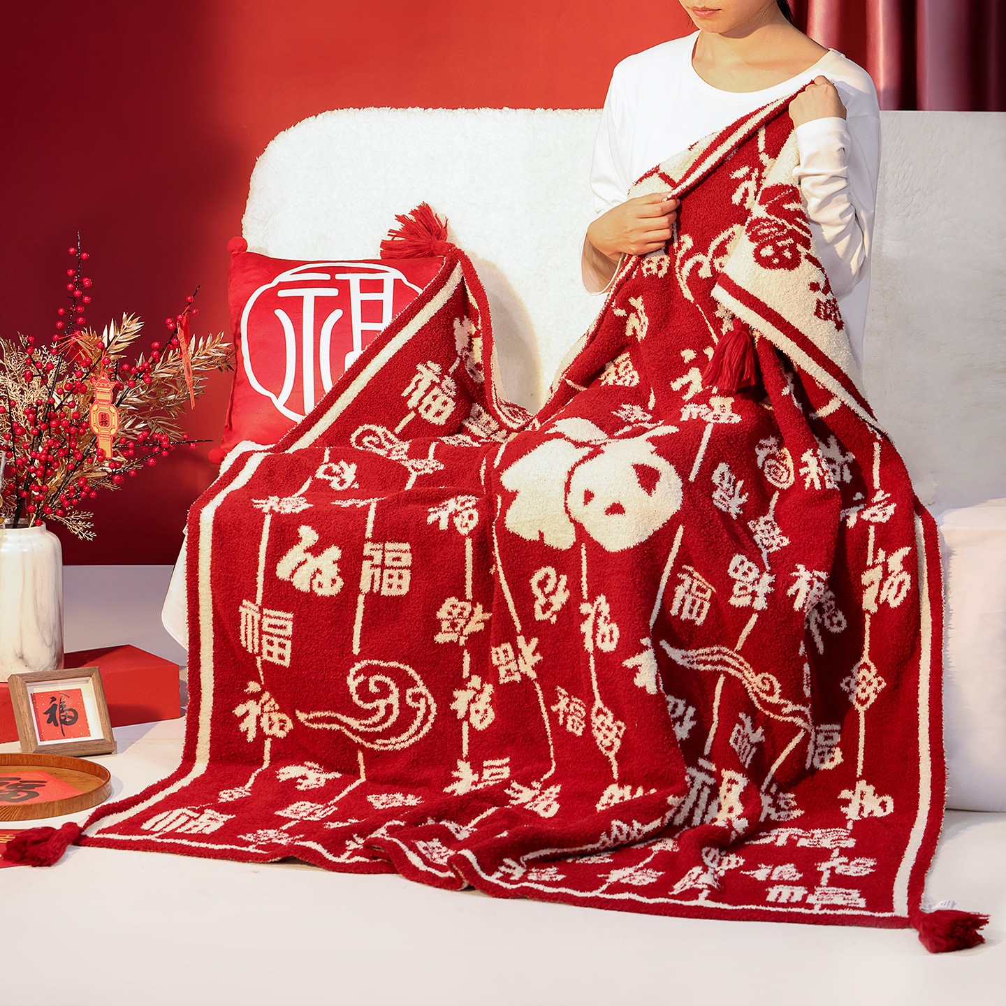 上新了文创 故宫百福毯 午睡毛毯子盖毯空调被 送闺蜜新婚结婚生日礼物 130*150cm