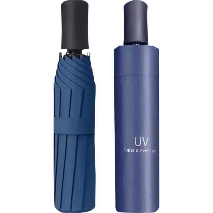 【全网爆款】手动UV折叠雨伞男女晴雨伞两用防晒遮阳黑胶伞 【手动款】藏青UV