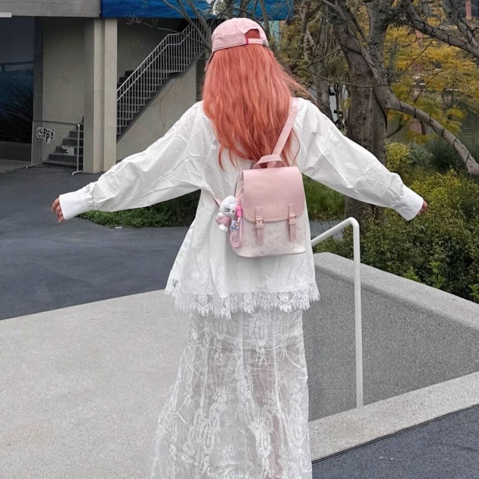 COW&KITTYTK包包2025新款可爱卡通印花双肩包女大学生上课通勤背包少女心系 樱花粉【赠礼盒+挂件】