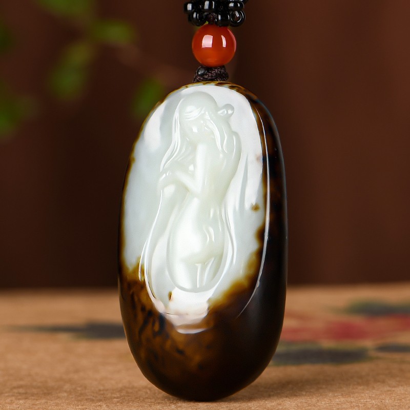 佳媛玉业  【孤品】和田玉福贵人玉吊坠 男女士款玉坠玉牌