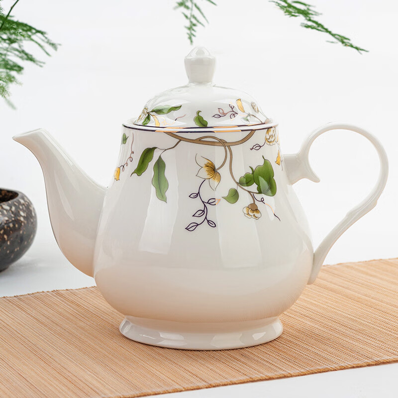 金嵐玉瓷中式茶壺大號小號單壺骨質(zhì)瓷花茶壺泡茶壺小壺玉蘭壺 香榭麗舍-玉蘭壺1個 1300ml