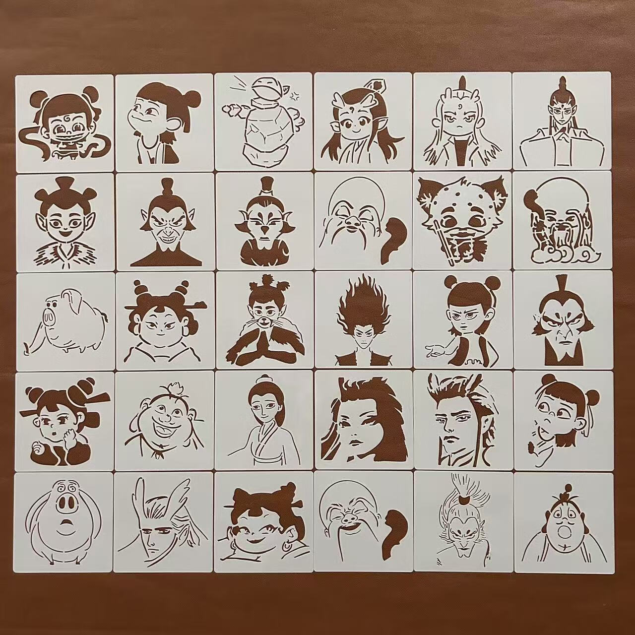 伶画堂镂空绘画模板人物哪吒卡通创意儿童彩绘节日舞台妆图形纹身尺 1