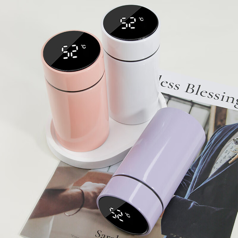 胖东来同款迷你水杯智能304不锈钢保温杯智能测温男女可携式迷你 不显示温度200毫升黑色 无茶隔