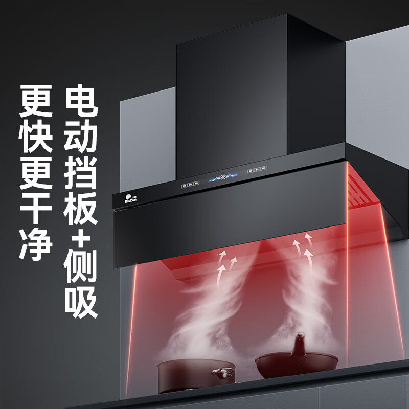 红日(RedSun)挥手触摸体感双控直流变频铜线电机32m³澎湃大吸力P6顶侧双吸热除油清洗静压1200pa抽油烟机 P6+65%热效率免改孔聚能鸳鸯灶YHM1S 天然气