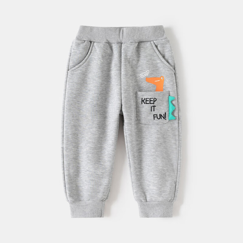 WELLKIDS童装秋冬季2025新款韩版儿童裤子男童长裤加绒宝宝运动卫裤 藏青加绒 90