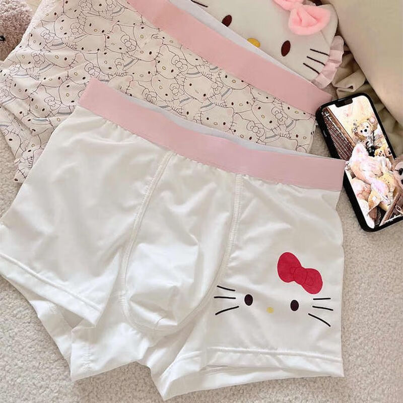 开始绽放（KALL'S BLOOMS）【礼盒装】KT猫男裤合集*冰丝男士内裤抗菌卡通可爱 礼盒三条装：粉KT+心蒂灰+心蒂白 L 建议体重80-105斤
