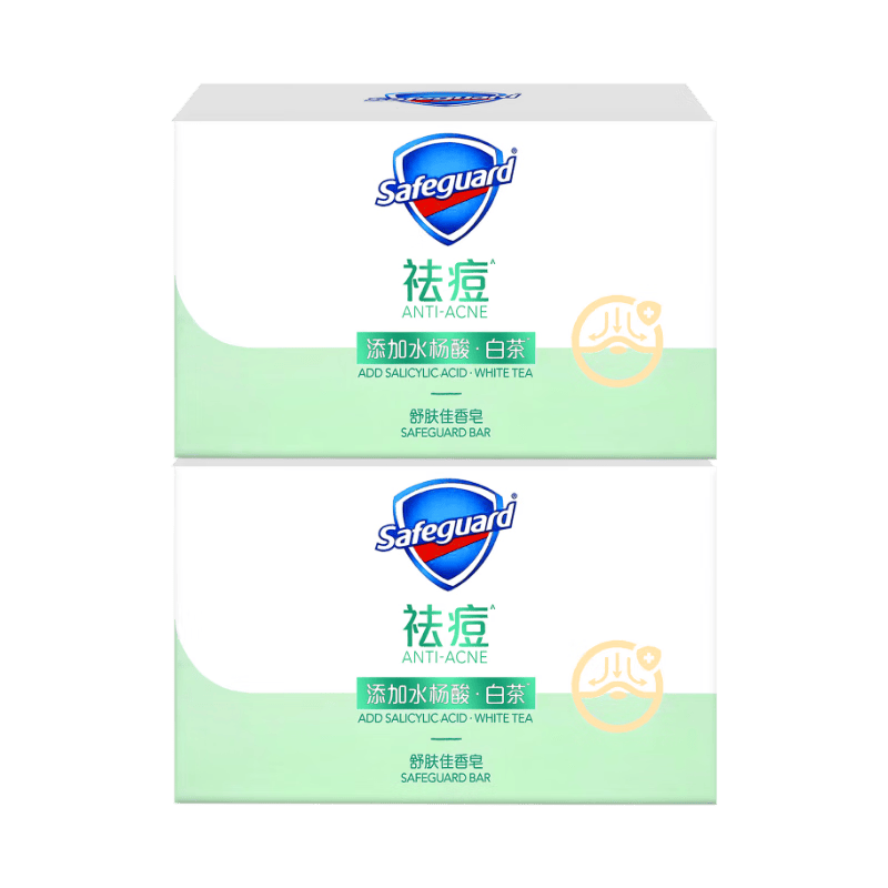 舒膚佳祛痘香皂積雪草水楊酸洗臉潔面皂洗澡沐浴身體皂清香肥皂除螨家用 /祛痘香皂/白茶/ 108g 2塊