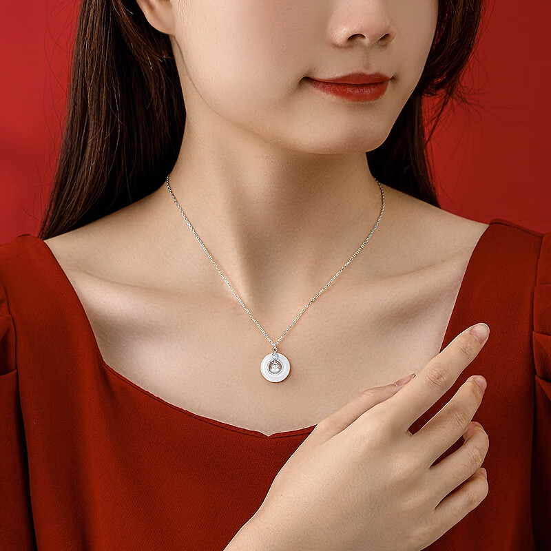 中国黄金十二生肖银项链女2026新款玉髓平安扣吊坠生日礼物送女友老婆 【酉鸡】十二生肖玉髓平安扣套链