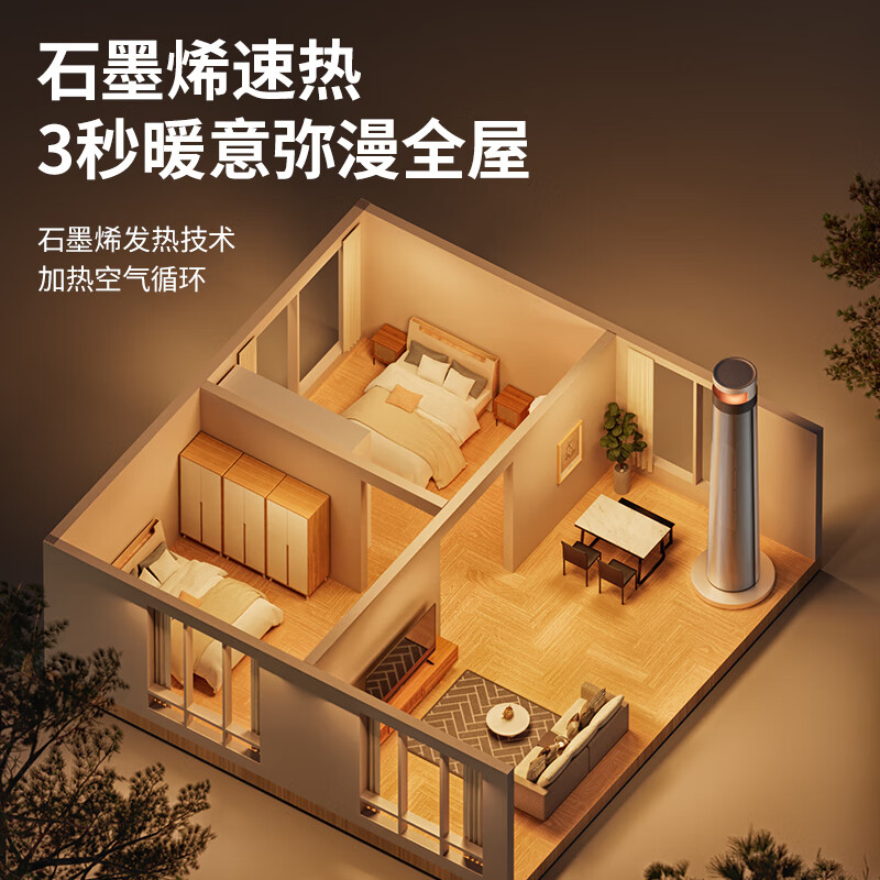 尚度节能省电王·大面积速热100平方丨电热取暖器暖风机全屋电暖气家用升温客厅浴室油汀石墨烯小太阳 【至尊款】全屋速热+AI智能语音+制热提升100%