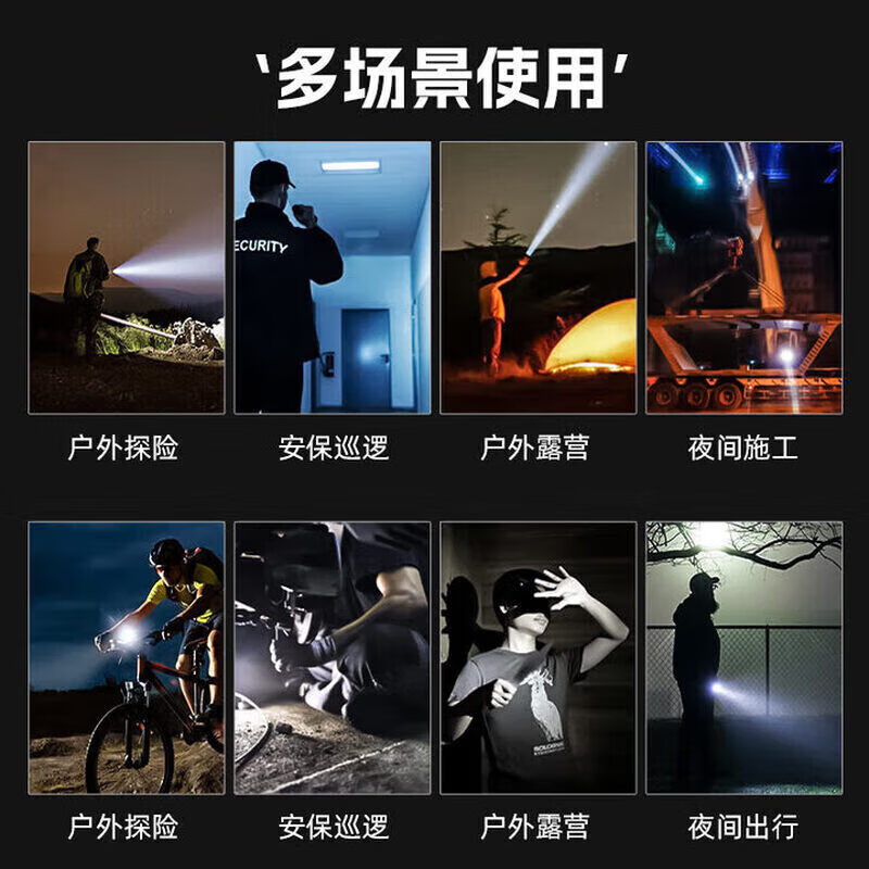 手电筒强光200000流明穿天炮超长续航户外照明生存露营夜钓鱼骑行 【R600激光灯芯】32700双锂电池