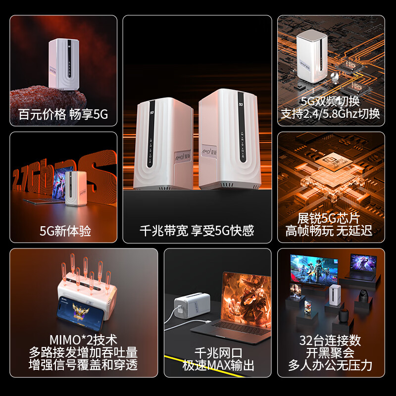 夏新5g随身wifi6无线路由器cpe移动网卡宽带网络流量卡车载便携2025款官方正品 5G旗舰款-千兆极速双频cpe