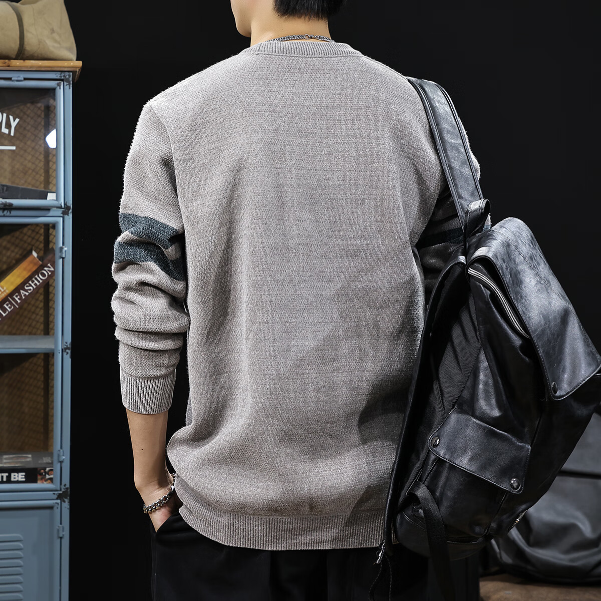 新百伦加绒毛衣男士秋冬款加厚保暖针织衫长袖休闲毛线衣内搭上衣男 驼色 加绒 L 码【建议120-135斤】