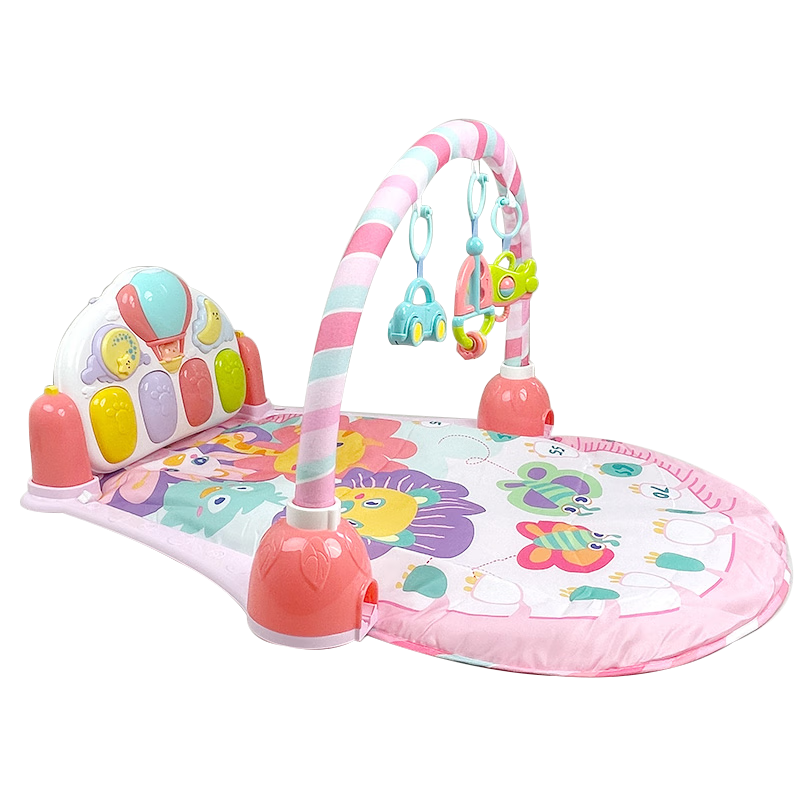 谷雨迪孚嬰兒健身架兒童玩具0-1歲嬰兒腳踏琴鋼琴健身架寶寶圣誕禮物 8869E谷雨迪孚多健身架粉色（快遞盒包裝，無(wú)彩盒）