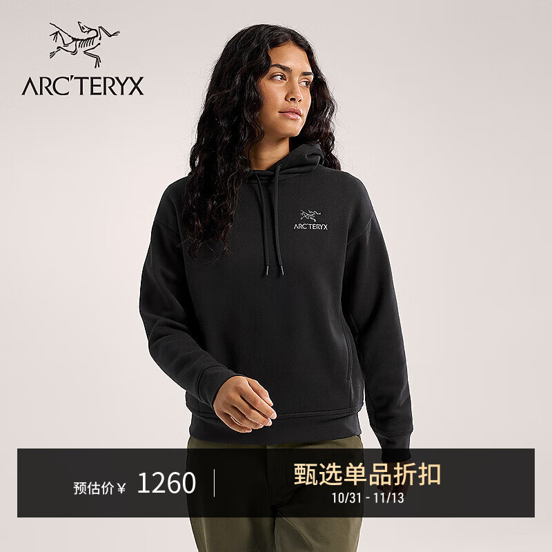 ARC'TERYX始祖鸟 EMBLEM FLEECE HOODY 女子 抓绒衫 Black/黑色 S
