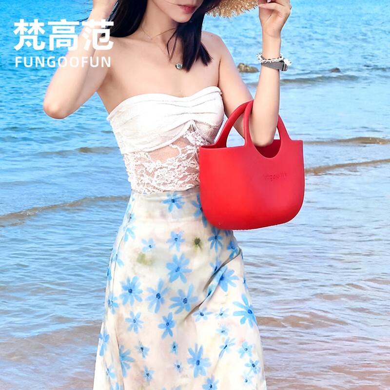 梵高范2025新款沙滩包女旅行野营包游泳健身轻便防水大容量便携海边度假 【科技/轻巧】购购包-红色 购购包 【PLUS版】容量提升50%