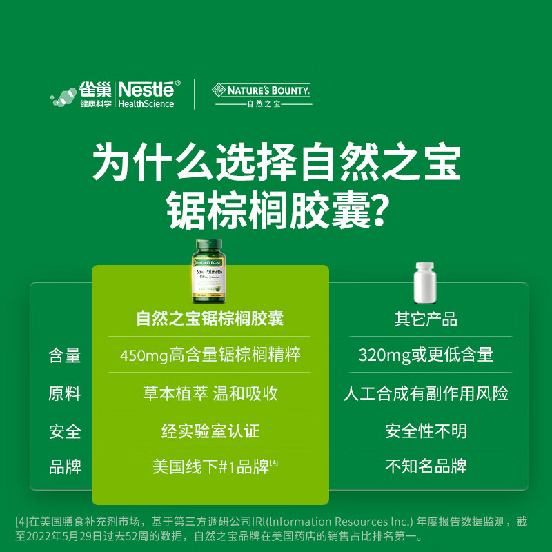 自然之宝高浓缩番茄红素软胶囊高纯度锯棕榈成人男士备孕保健美国原装进口 锯棕榈胶囊1瓶体验新品上线（专护前列腺健康）