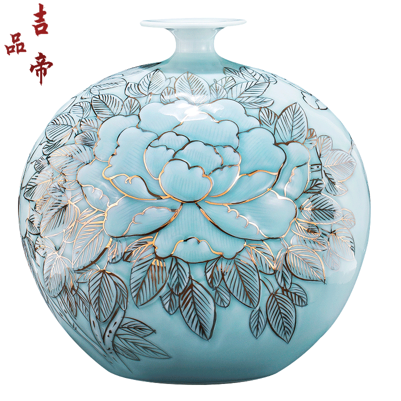 吉品帝景德镇陶瓷器花瓶手绘高端青花瓷中式客厅插花装饰摆件轻奢感 名家余华妹凤凰梅瓶