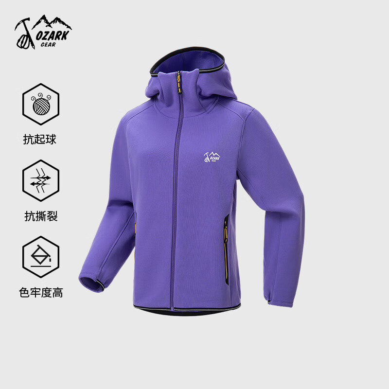 奥索卡Ozark奥索卡25秋冬新品户外运动连帽棉服女款保暖休闲抓绒外套女 黑色 165_88A