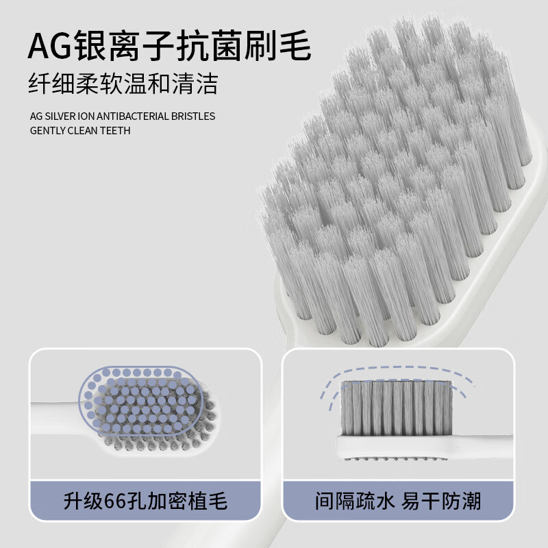 伊诺齿成人软毛宽头牙刷AG+银离子刷毛男女通用家庭装大人牙刷家用牙刷 升级款AG+银离子软毛牙刷2盒 6支