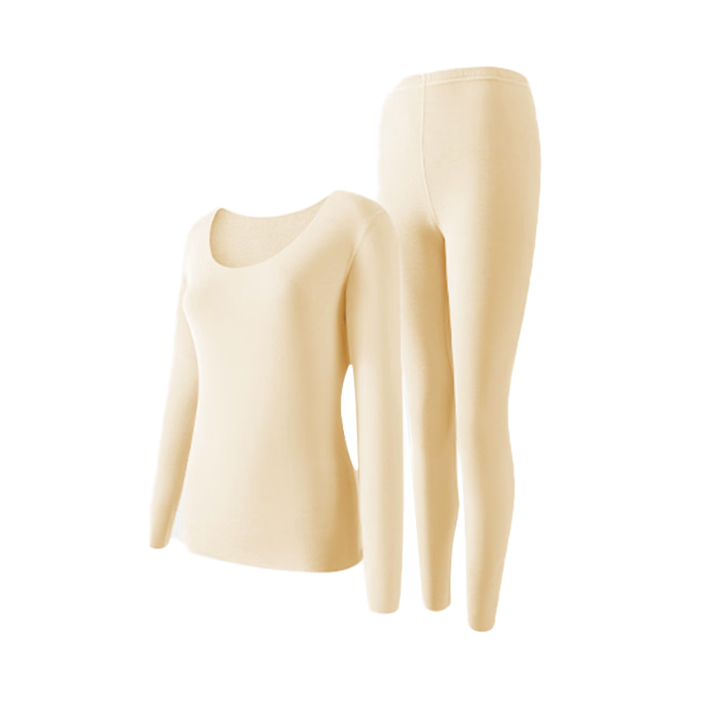 曲线主义德绒保暖套装女秋冬修身显瘦无痕保暖内衣加绒亲肤暖感套装 黑色 L （95-110斤）