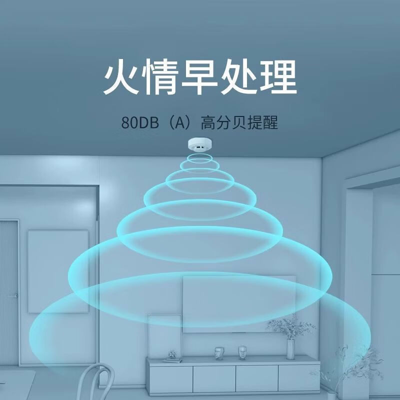 小米（MI）品牌烟感卫士火灾烟雾报警器远程提醒智能联动火灾烟雾报警二代 守护家庭安全 80DB(A)高分贝版 火灾报警器套装+内置电池套装+安装板套装