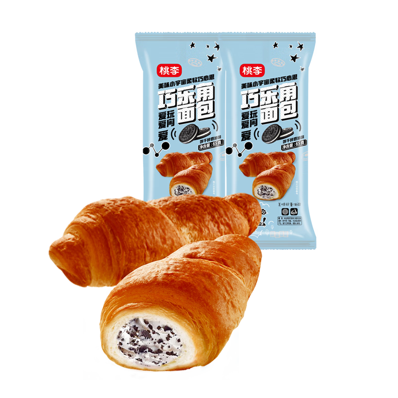 桃李巧乐角面包饼干碎奶油味夹心爆浆牛角包早餐糕点办公室零食520g