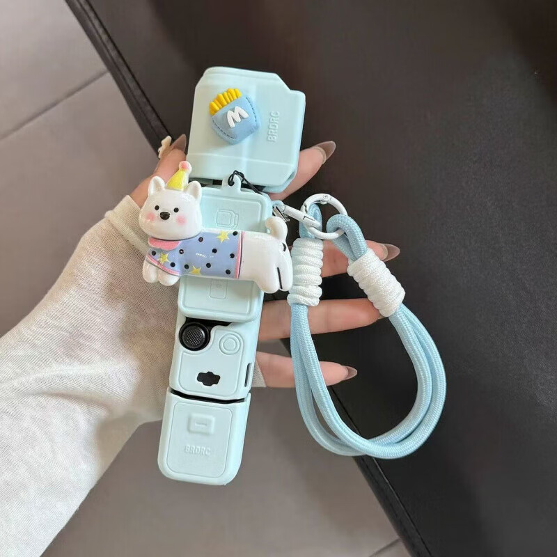 温诗欧大疆保护壳pocket3保护套可爱睡衣小狗硅胶云台相机机身防刮配件 【单机版】粉色保护壳＋挂绳