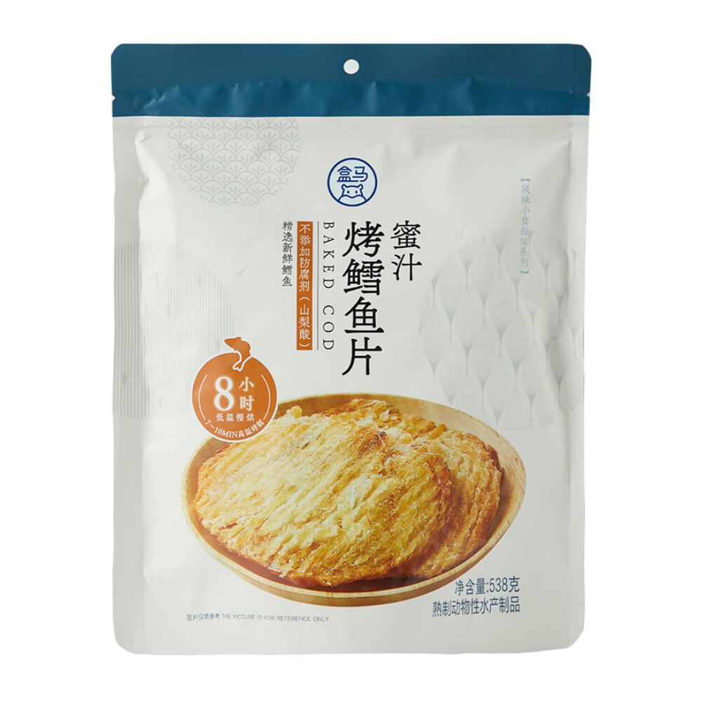 盒马 蜜汁烤鳕鱼片 538g 无刺深海鳕鱼即食鱼干零食独立小包装 538g 袋装
