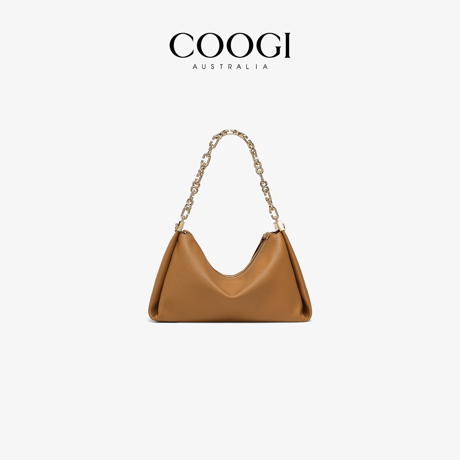 COOGI包包女包奢侈品牌2025新款女单肩斜挎包圣诞节礼物送女友老婆  棕色 26*12*17CM