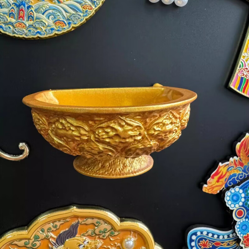 霖䄸衍金饭碗冰箱贴 金饭碗冰箱贴陕西历史博物馆文创唐鸳鸯莲瓣纹磁吸 金饭碗冰箱贴【礼盒装】