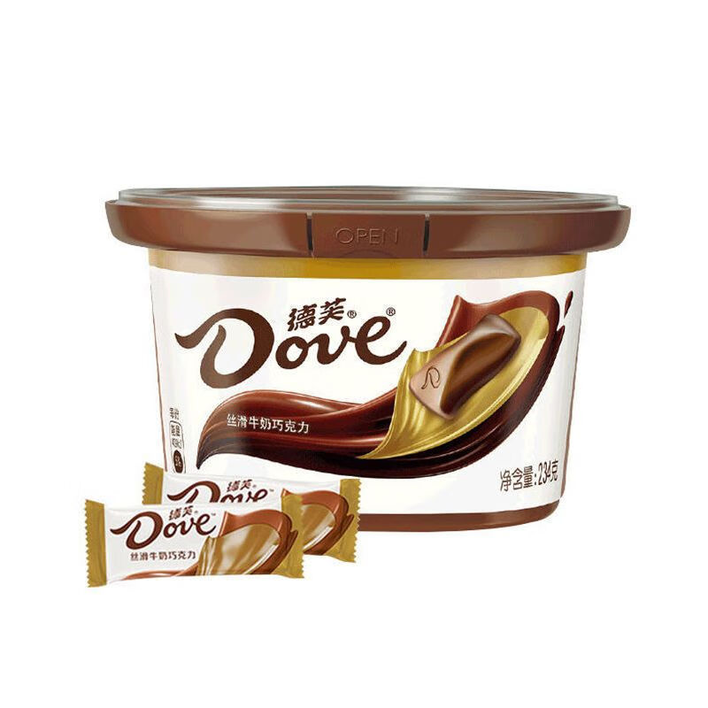 德芙巧克力234gX1碗牛奶巧克力香浓黑巧白巧休闲零食喜糖糖果礼物 丝滑牛奶234g 尝鲜1碗