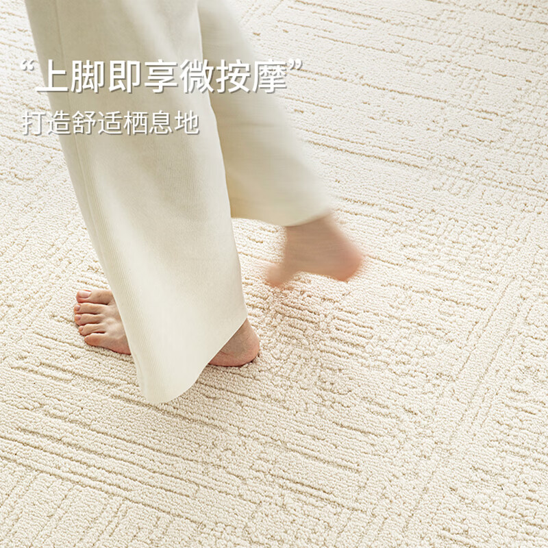 兴连心硅藻丝客厅地毯奶油风沙发茶几毯高级感防水防污免洗可擦卧室地垫 岩迹 200*300cm