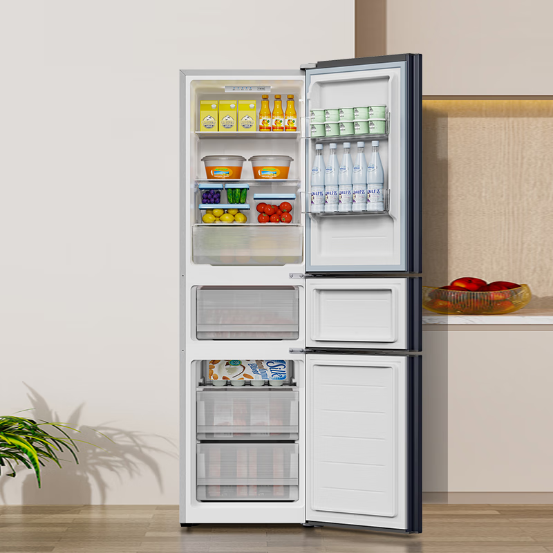 创维无界门体外观三门三温区耐磨端盖拉丝面罩抽屉冰箱BCD-221WTYC_星耀灰