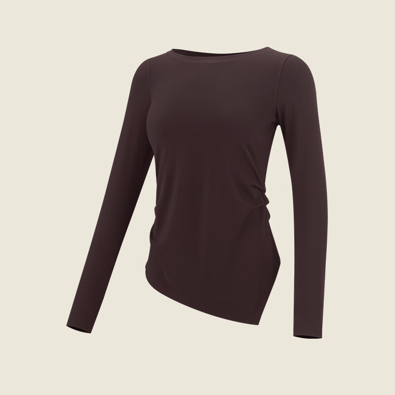 VFU瑜伽長(cháng)袖上衣女速干 乾跑步運動(dòng)服健身衣普拉提通勤修身秋冬新款 松露色_輕盈裸感料 S