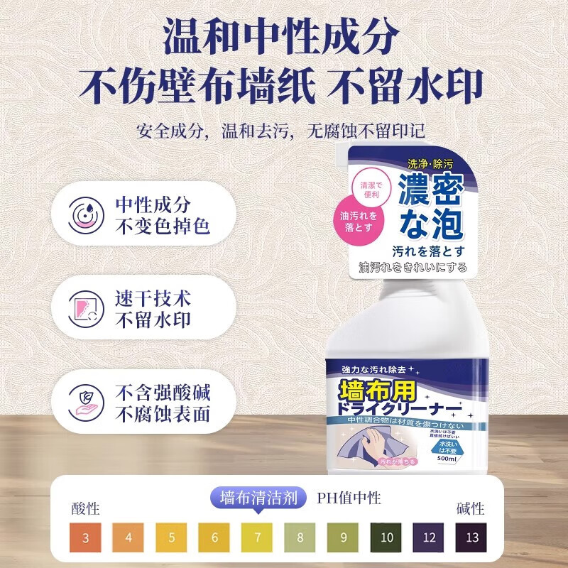 ZYVI日本品牌墙纸清洁剂免洗去污剂去笔迹墙布专用清洗墙纸窗帘除污渍 1瓶【体验装】