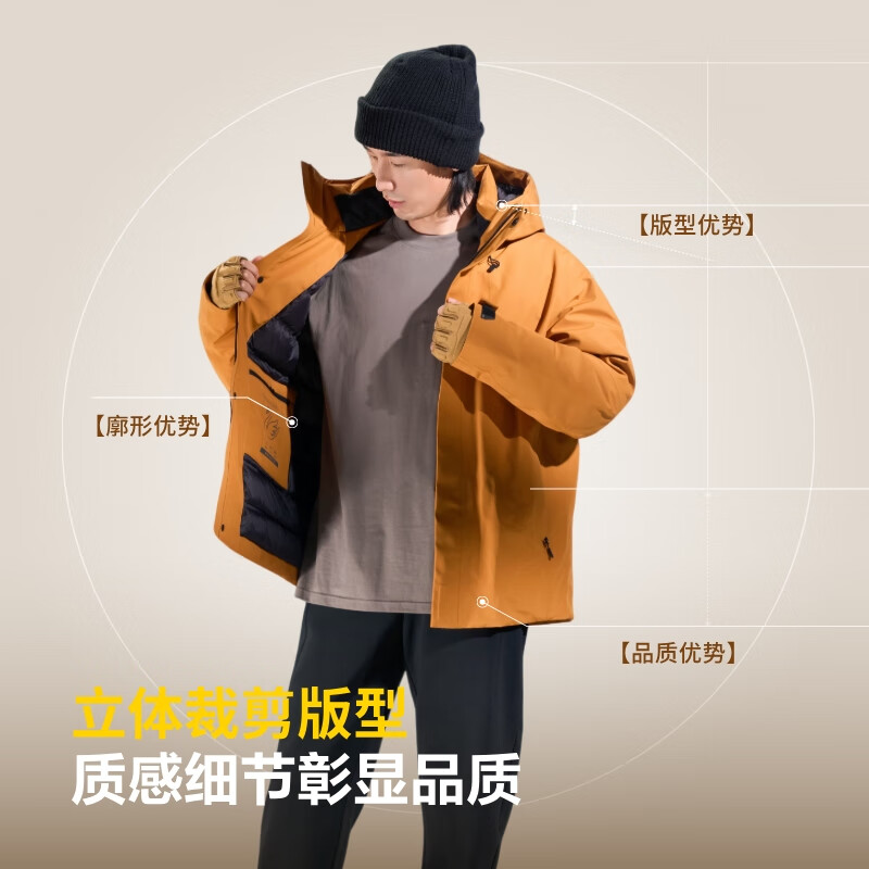 ABOUT MYTH 羽绒服男士外套【冲锋衣】90绒外套 加厚连帽户外防风 金橘色 2XL 180-185cm/170-190斤