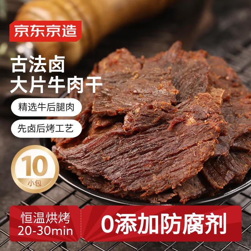 京东京造 【10包】湖岭风味古法卤牛肉干250g 手撕肉片肉脯0防腐剂零食