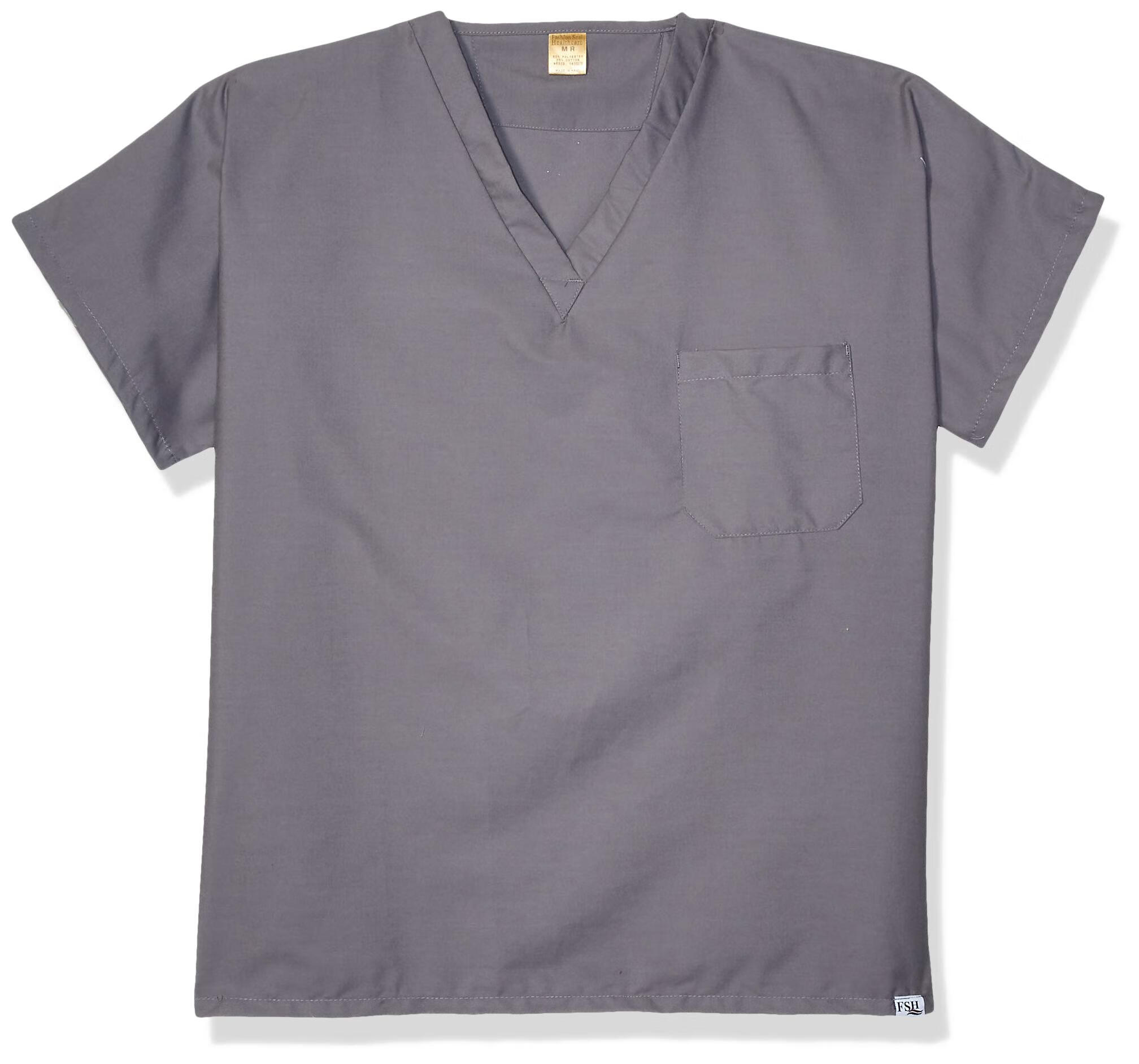 Fashion Seal Healthcare 男式中性款青灰色简约水洗衬衫 锡色 3X-Large REG