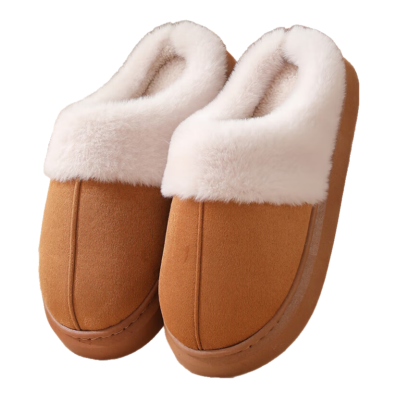 UGG同款 棉拖鞋女士冬季家居厚底防滑保暖外穿毛绒软底半包跟棉鞋 灰色 44-45 【适合43-44】