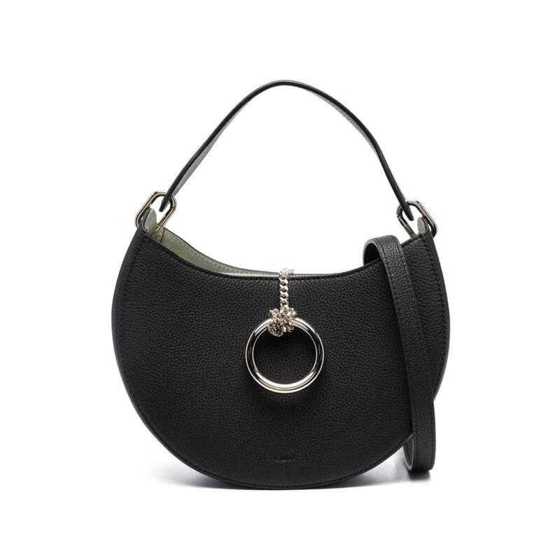蔻依（Chloe）女士手拿包顶部拉链闭合单圆环手柄可拆卸肩带轻便携带黑色 黑色 TU