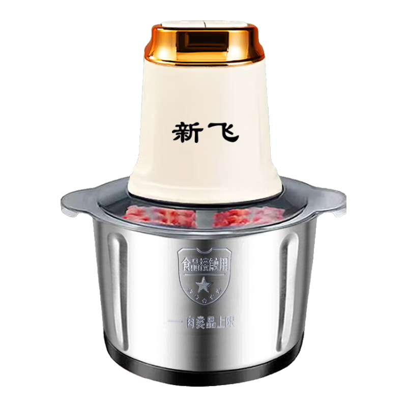 新飞绞肉机3L大容量多功能料理机家用电动绞肉机家电辅食机 大容量 3L 6页钢刀（1套刀）