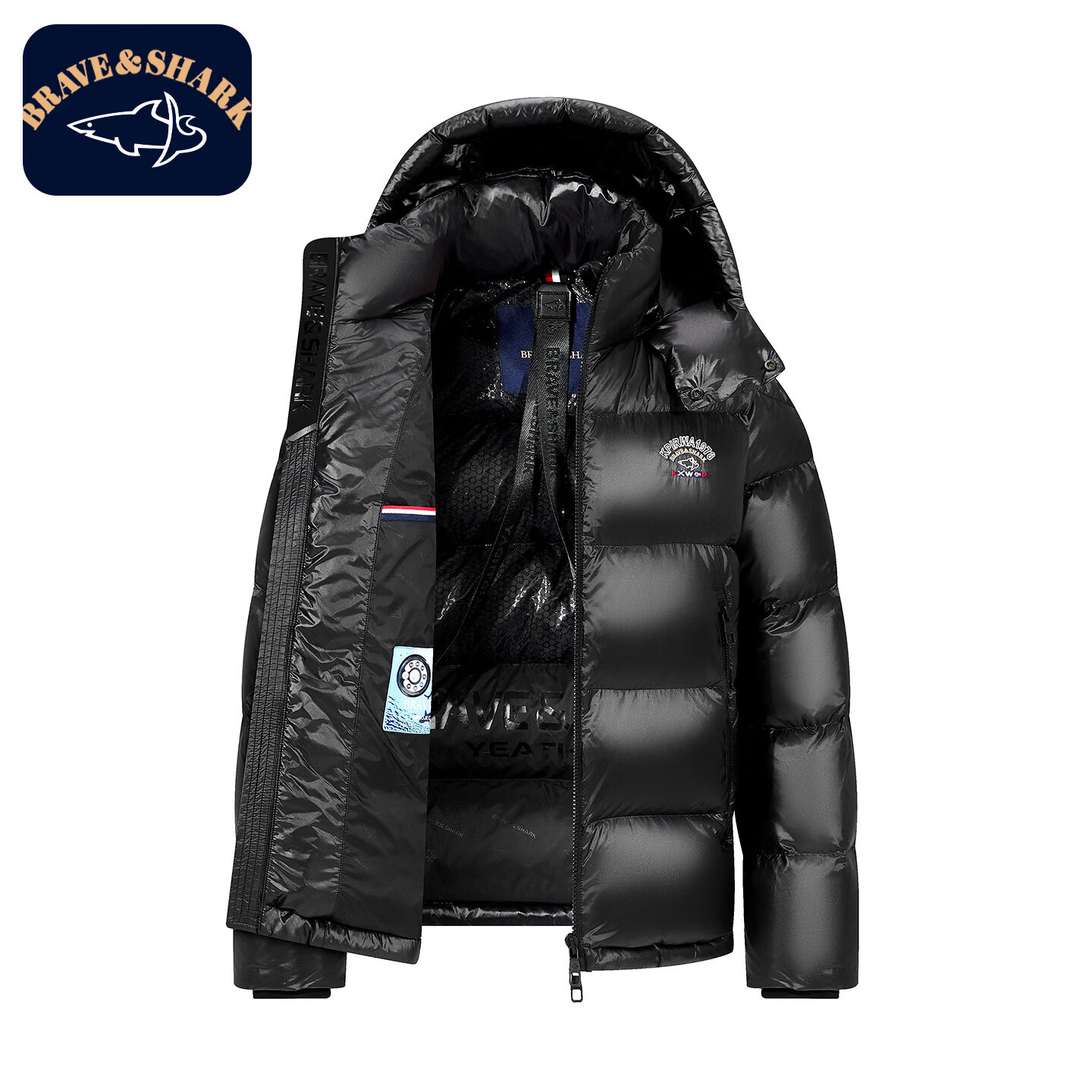 勇士鲨鱼（BRAVE&SHARK）白鹅绒短款羽绒服男2025冬季新款休闲可脱卸帽加厚保暖外套男 紫色 4XL 推荐200-220斤