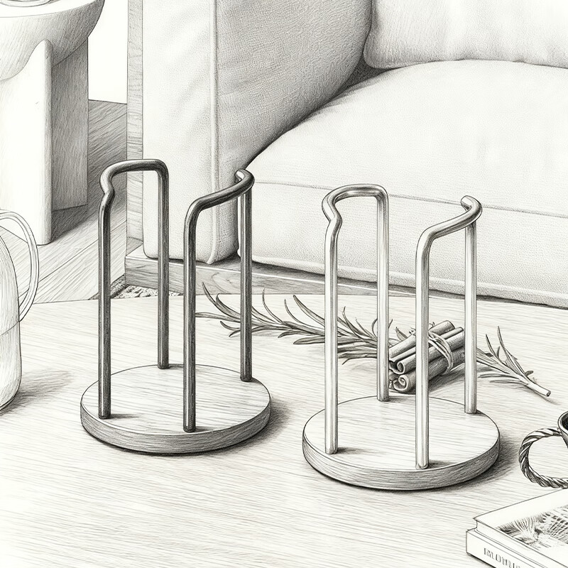 尔思家厨房纸巾架橱柜置物架杯子取杯器高级感放水杯收纳置物桌面纸杯架 胡桃木单杯位-黑色