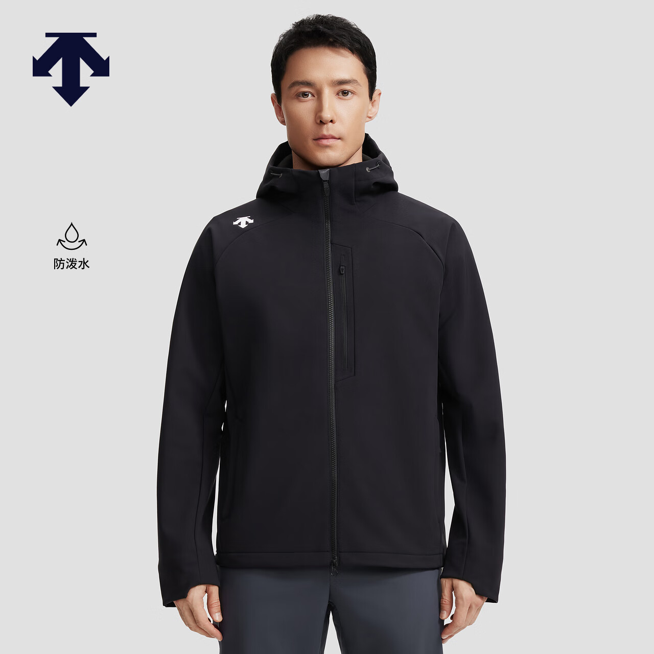迪桑特（DESCENTE）TRAINING综训运动健身防泼水男士加绒梭织上衣 BK-黑色 XL (180/100A)